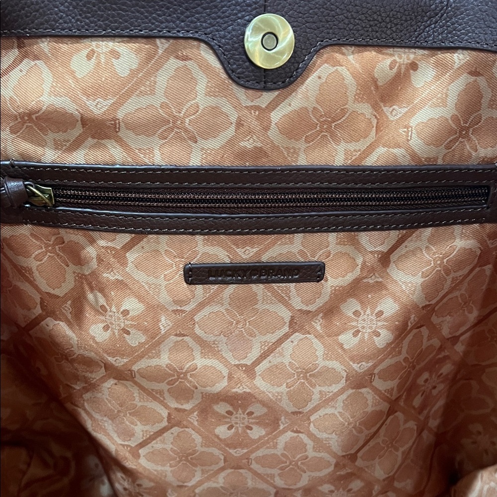 Lucky Brand | Genuine Leather & Calf Hair Tote in “Dark Cappuccino” w/Bag Charms - Picture 11 of 16